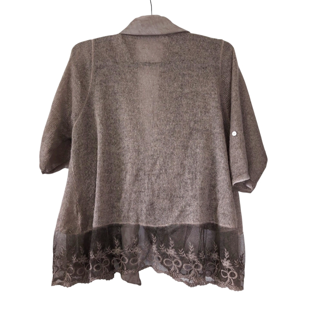Made In Italy Wool Mohair Lagenlook Boho Forest Fairy Crochet Lace Cardigan OS - Picture 2 of 7